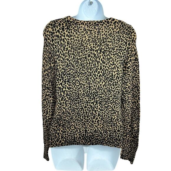 Loft Ann Taylor Animal Print Leopard Sweater Size Small 100% Cotton Pullover Top - Picture 6 of 7
